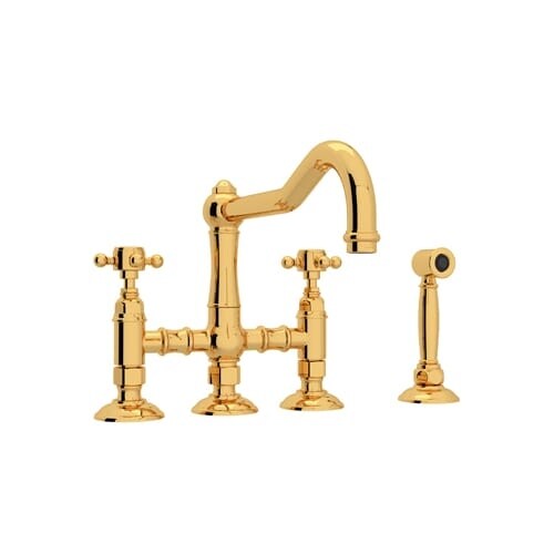 Rohl A1458XMWS-2 Country Kitchen Three Leg Bridge Faucet ...