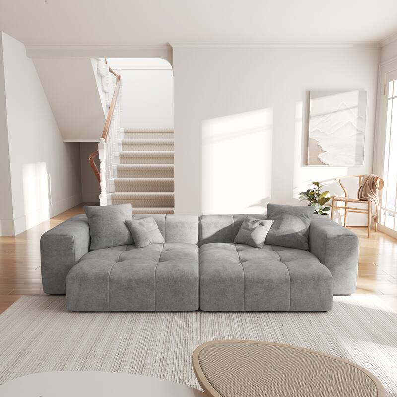 Linen Modular Sofa Modern Lounge Sectional Sofa Deep Seat Loveseat for Small Space
