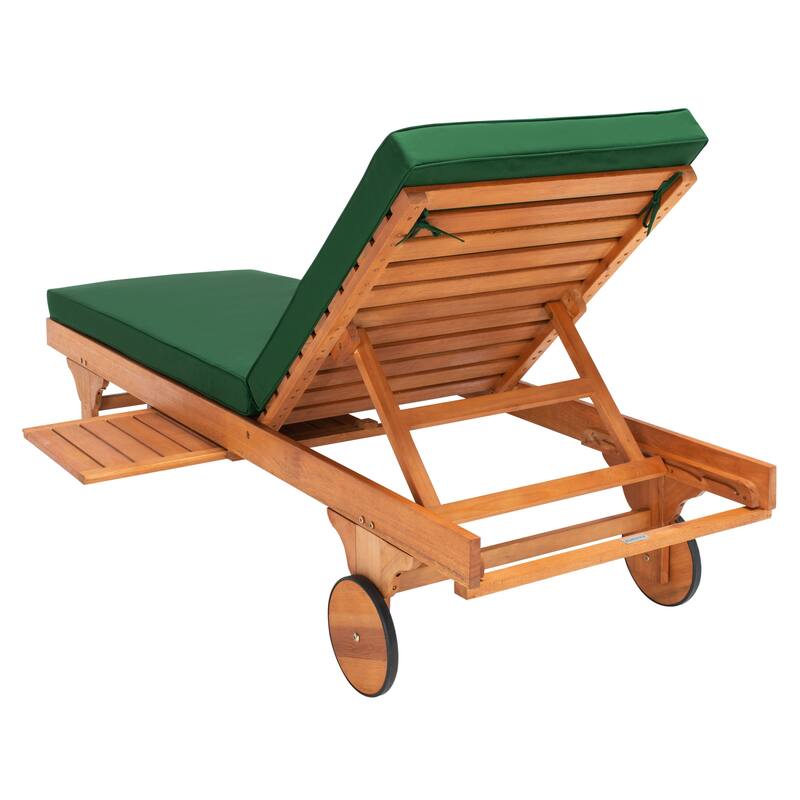 SAFAVIEH Outdoor Aubrie Adjustable Chaise Lounge Chair with Wheel.