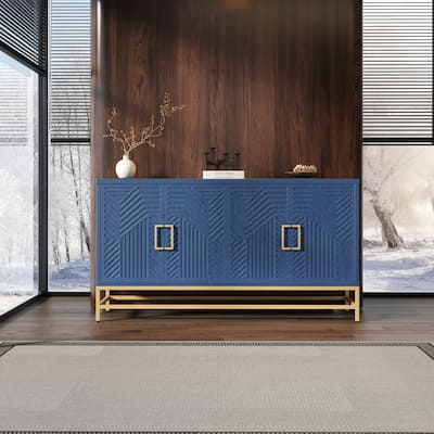 Elegant Sideboard Buffet Cabinet with Storage – Features Adjustable Shelves, Rectangular Metal Handles & Sturdy Legs.