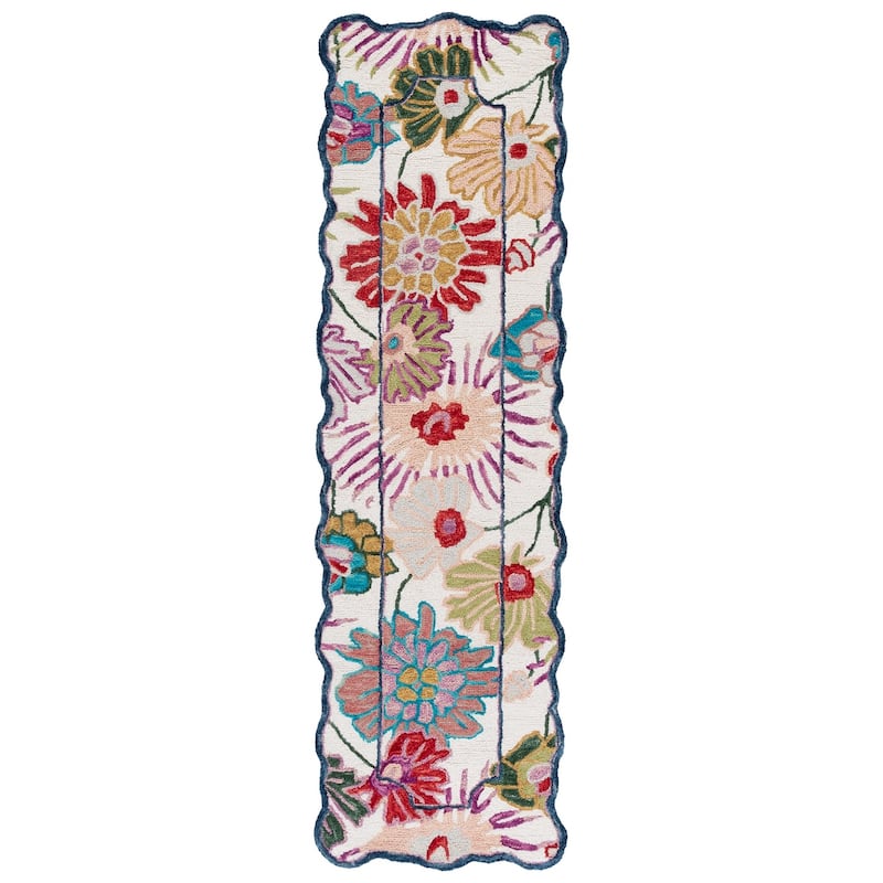 SAFAVIEH Handmade Jardin Fadya Floral Wool Rug - 2'3" x 8' Runner - Green/Ivory