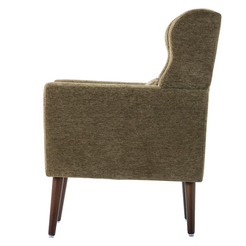 Olive Green Modern 24.21" Upholstered Button Tufted Arm Chair with Wood Legs for Living Room