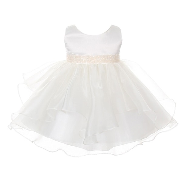 Chic Baby Girls Yellow Organza Embellished Waist Flower Girl Dress 3-24M