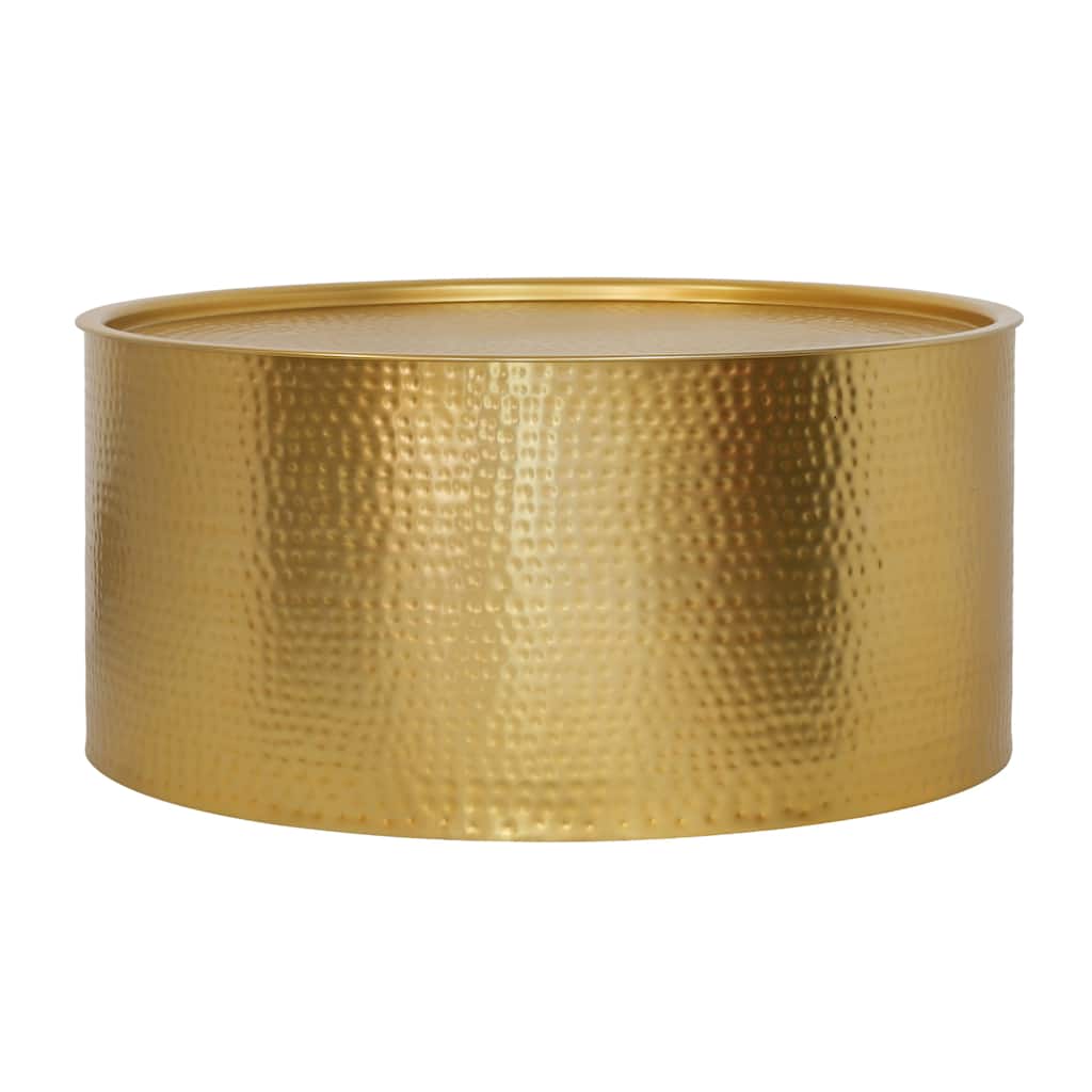 Pasargad Home Luma Round Modern Hand-Forged Gold Coffee Table - W34.5" x D34.5" x H16"