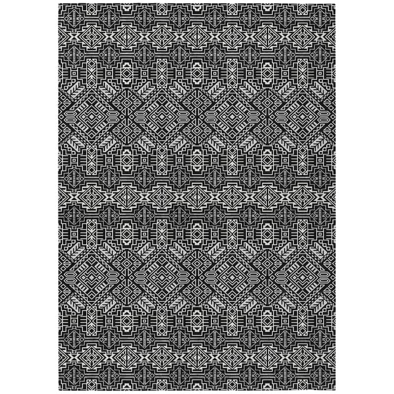 Machine Washable Indoor/ Outdoor Moroccan Boho Chantille Rug