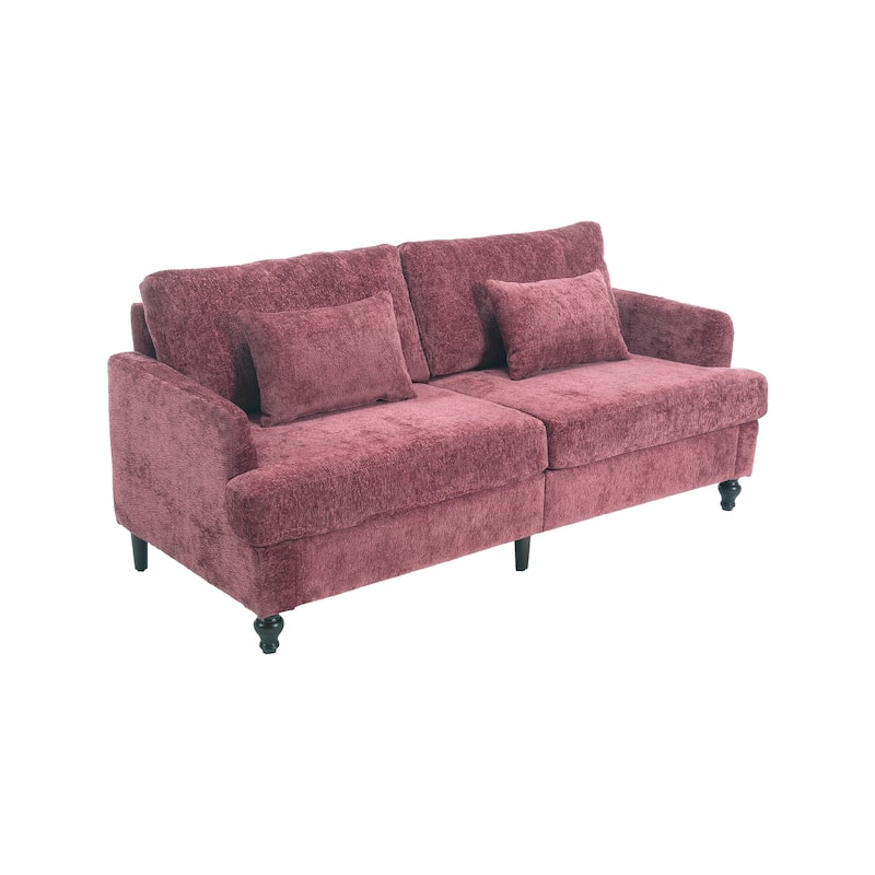 Chenille Fabric Loveseat Sofa, 2-Seater Sofa Couch with Extra Deep Seats, Upholstered Lounge Sofa with Wood Legs