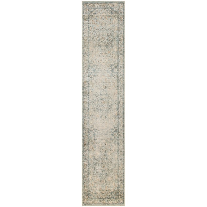 Nourison Abby Machine Washable Indoor only Persian Floral Area Rug. - 2' 2" x 8' - Light/Blue - Runner
