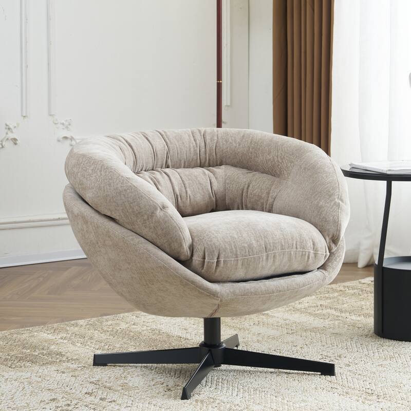 Ergonomic Chenille Office Chair Swivel Chair, Rotating Chair Club Chair Accent Chair with Removable Cushion