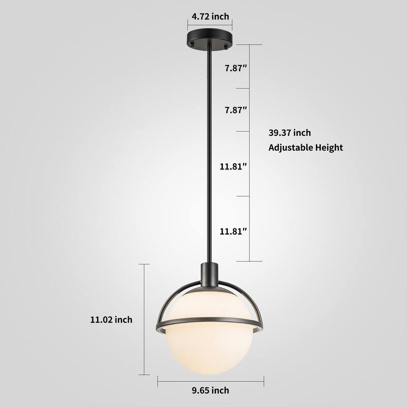 Starsky 1-Light 9in. Modern Globe Chandelier Single Frosted Glass Pendant Light