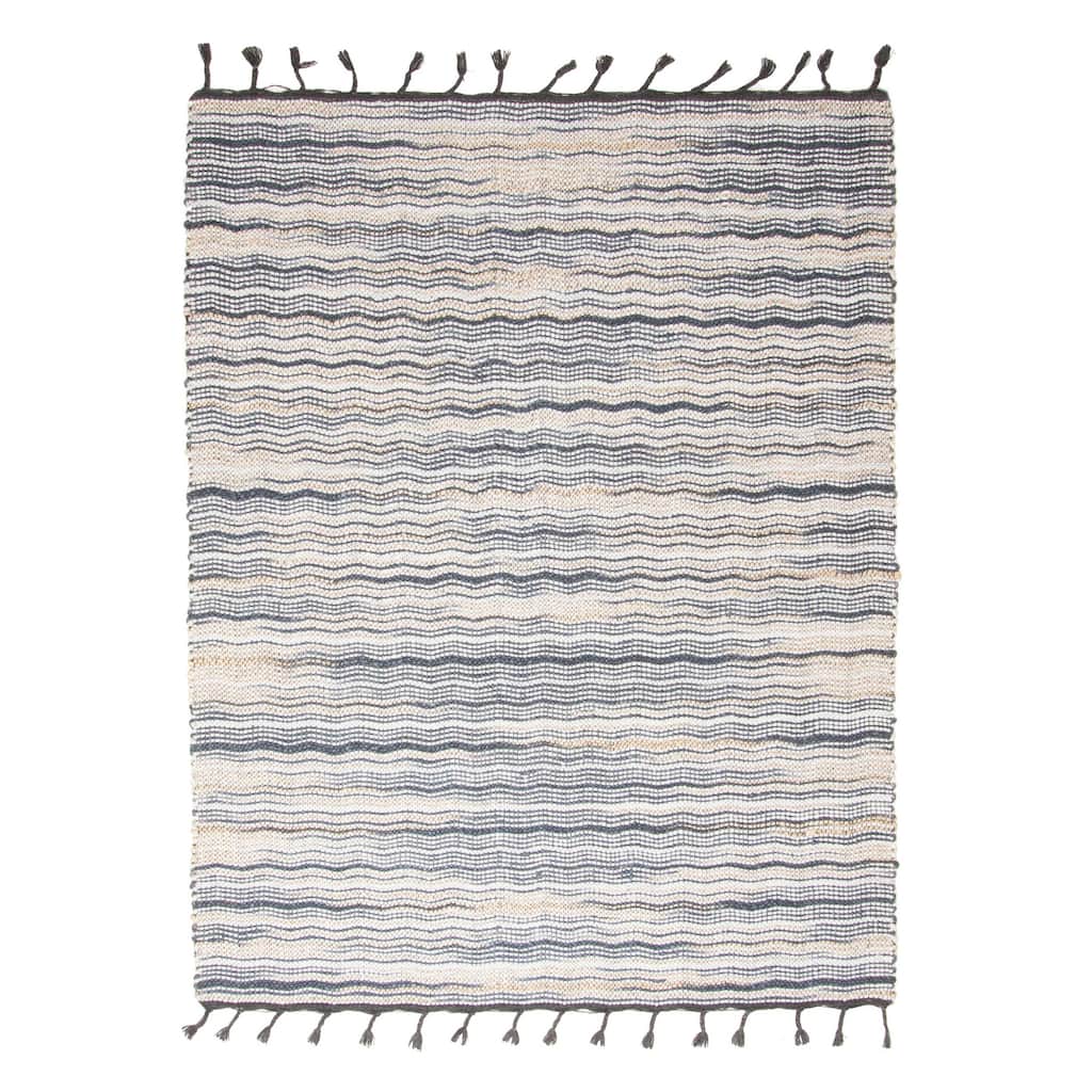 ECARPETGALLERY Braid weave Sienna Dark Grey Wool Rug - 5'8 x 7'6