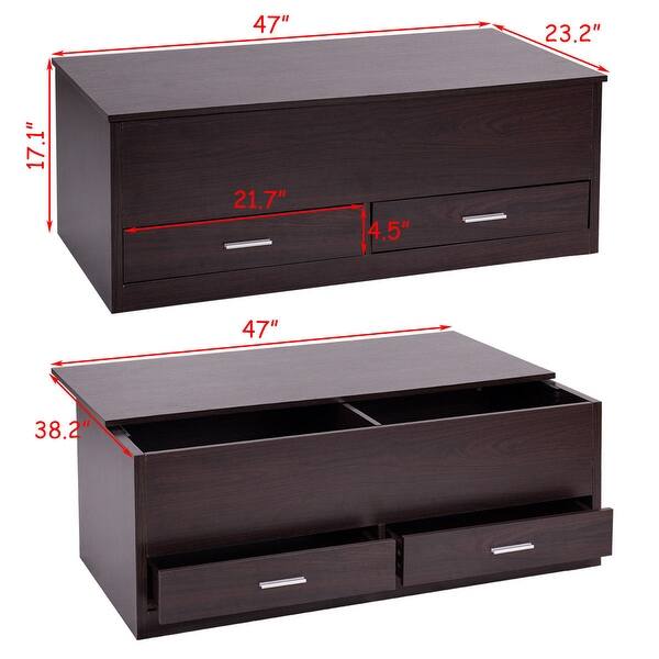 Shop Costway Slide Top Coffee Table W Hidden Compartment And 2