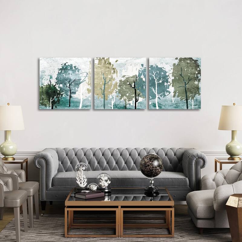 iCanvas "Abstract Forest" by On Rei 3-Piece Canvas Wall Art Set - 30x90x1.5