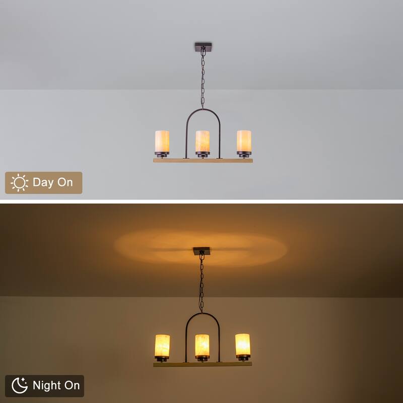 Retro Industrial Iron Pendant with Alabaster Candle Shade