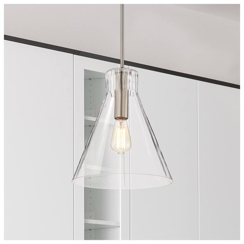 Gianna 1 Light Medium Pendant Brushed Nickel Finish Clear Glass - Brushed Nickel