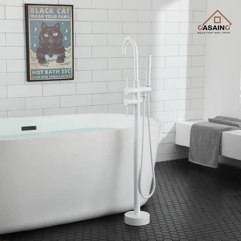 CASAINC 2-Handle Residentail Freestanding Bathtub Faucet with Hand Shower