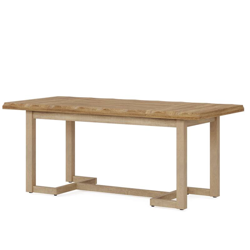 Rectangular Wood Dining Table with Solid Wood Legs, Kitchen Table for Dining/Living Room