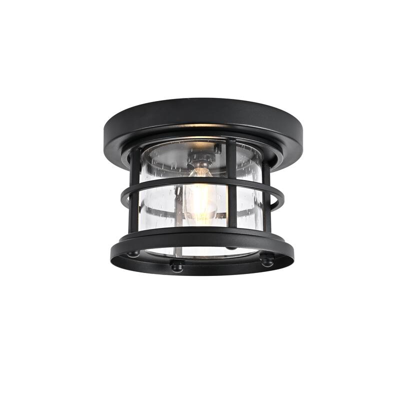 Jocelyn Outdoor Flush Mount in Black - 8"