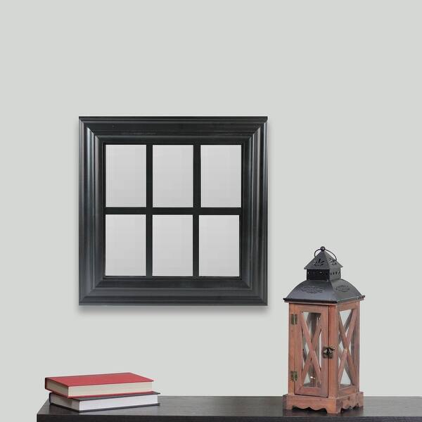 Shop 17 Black Contemporary Windowpane Square Wall Mirror