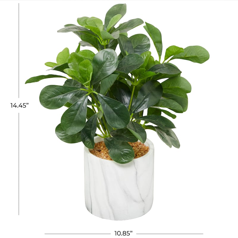 Faux Foliage Eucalyptus Artificial Plant with Realistic Leaves and White Marble Pot - Green - Roche River Decor