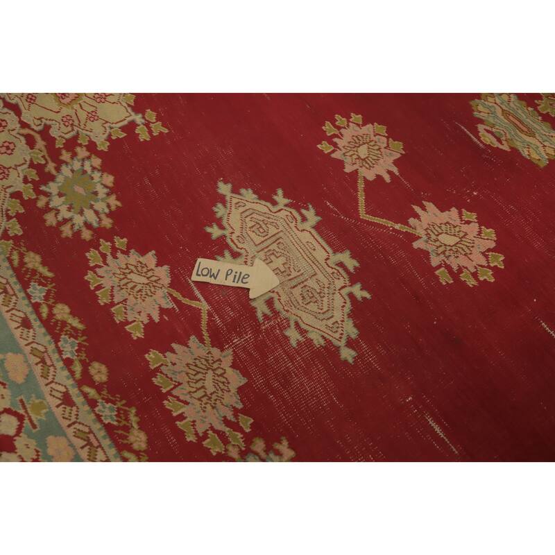 Hand Knotted Oriental 100% Wool Carpet Transitional Medallion Red Oushak Area Rug - 13' 10'' X 10' 1''