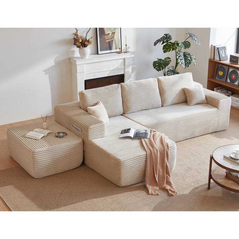 104" Cloud Sectional Sofa with U-Shaped Chaise, Modern Modular Couch with Deep Seat, Upholstered Living Room Sofa