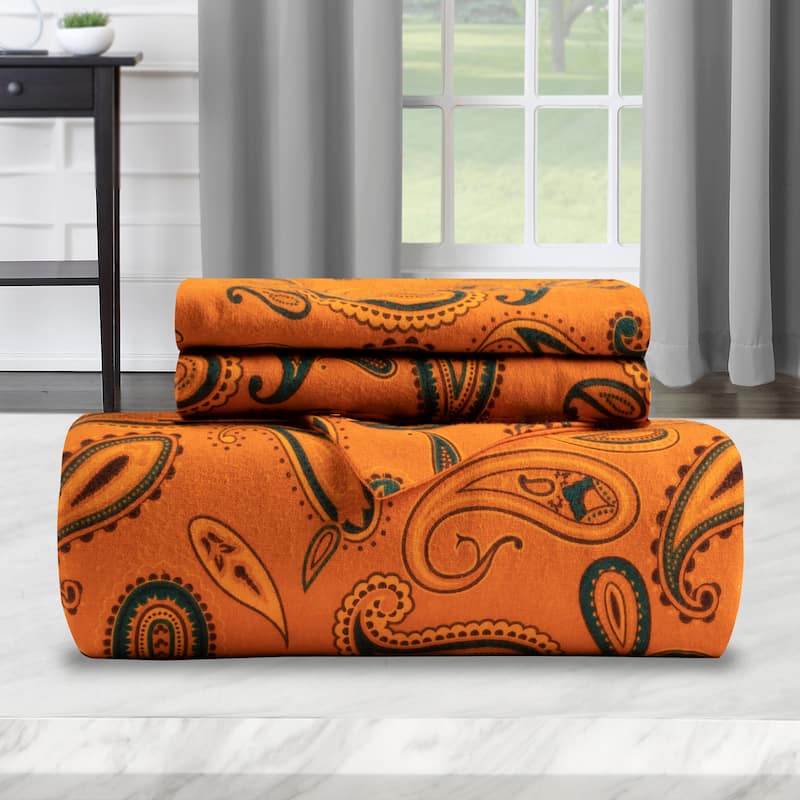 Vintage Floral Paisley Flannel Cotton Duvet Cover Set by Superior