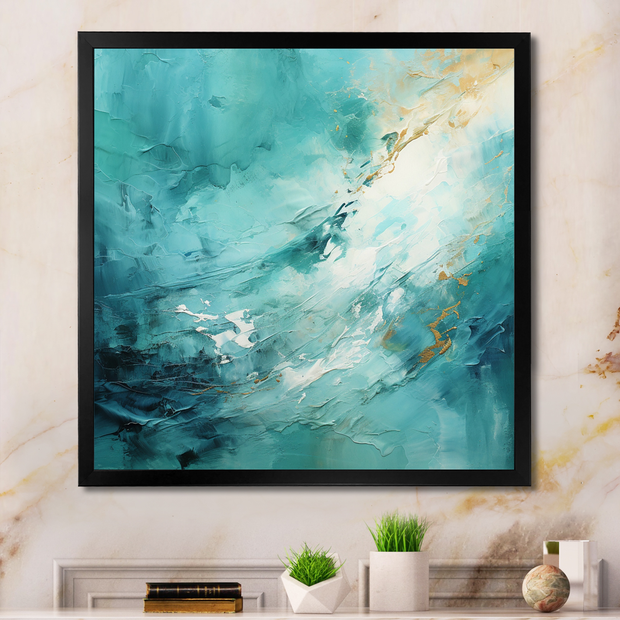 The Art of e Quaintance　Blue The Art of e Quaintance Blue LevvArts Teal and Grey Abstract