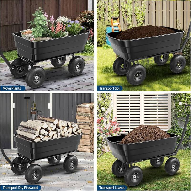 1200 LBS Capacity Garden Cart, Heavy Duty Poly Dump Cart for Landscaping and Gardening