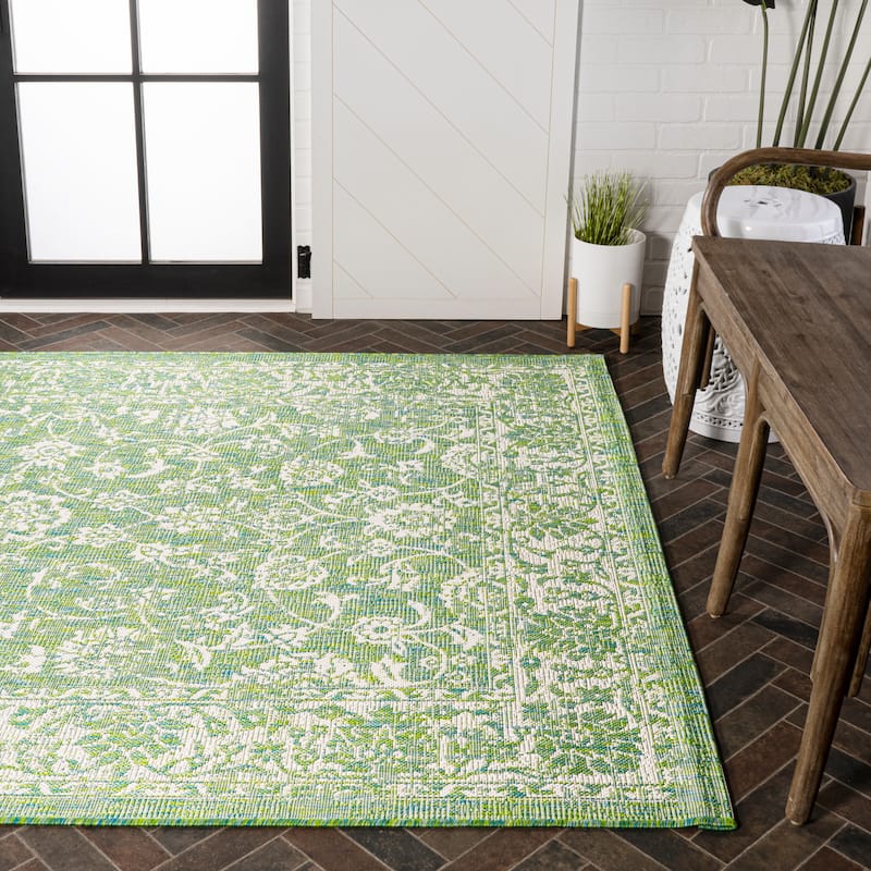 JONATHAN Y Sinjuri Bohemian Textured Weave Floral Indoor/Outdoor Area Rug