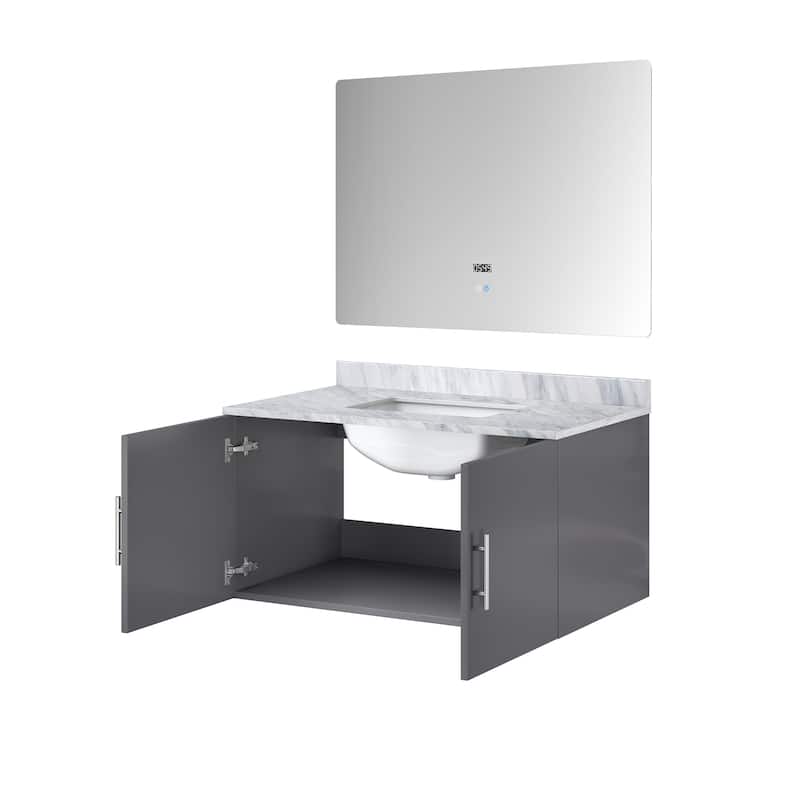 36-inch Bathroom Vanity with Marble Top, Soft Close Features,and Mirror -Scratch & Stain Resistant Countertop