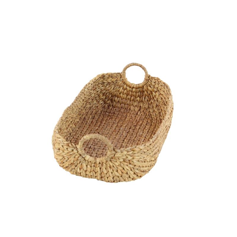 Seagrass Handmade Large Woven Decorative and Functional Storage Basket with Handles - Brown, White, Black