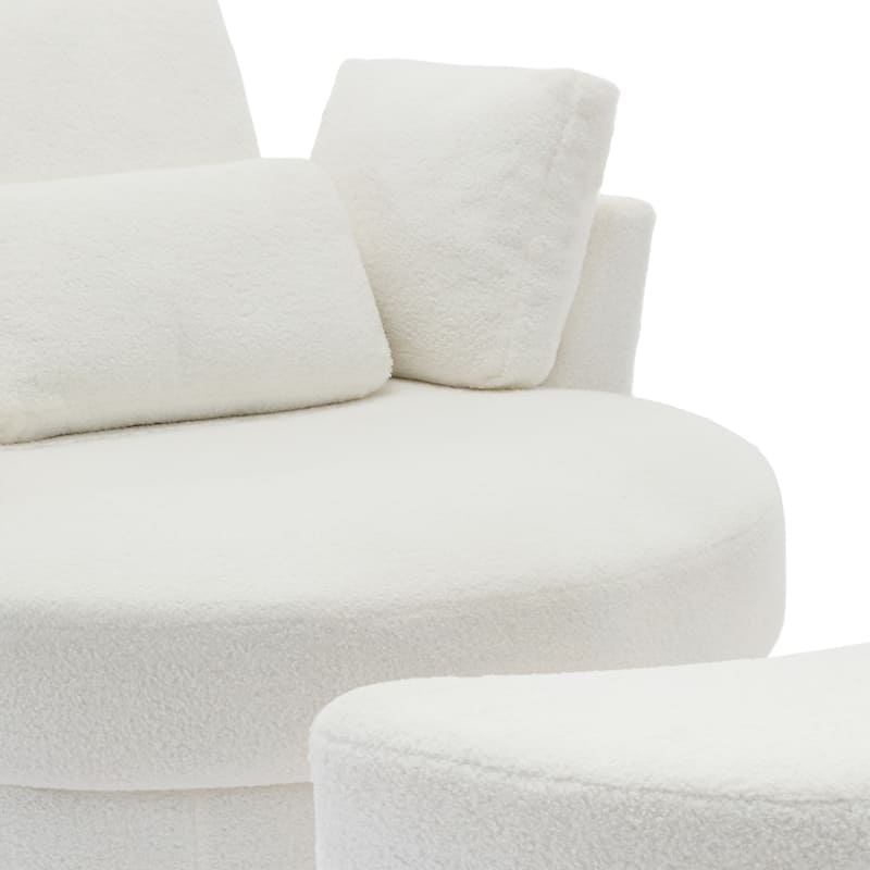 Upholstered Swivel Accent Chair with Wooden Tray Storage Ottoman