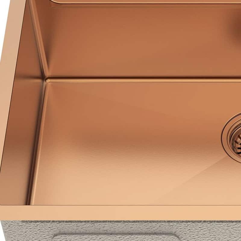 HomeRoots 9" X 30" Gold Stainless Steel Undermount Kitchen Sink - 30.00 in. x 9.00 in. x 18.00 in.