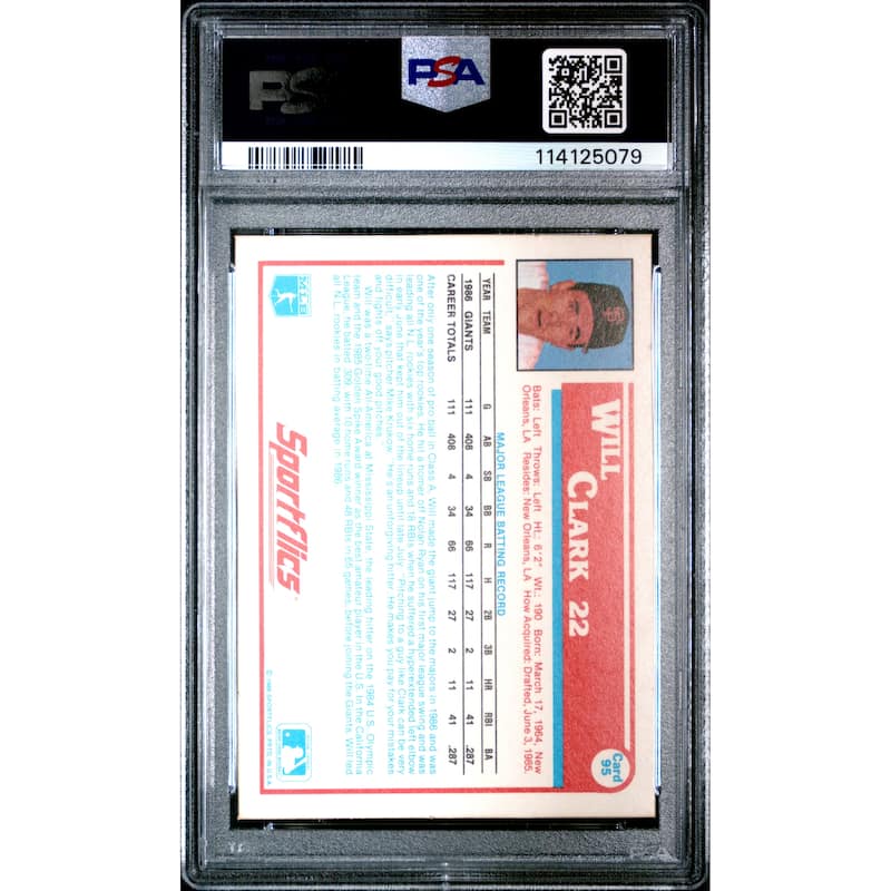 Will Clark 1987 Sportflics 1986 Baseball Rookie Card #95 Graded PSA 10 - 8' x 11'