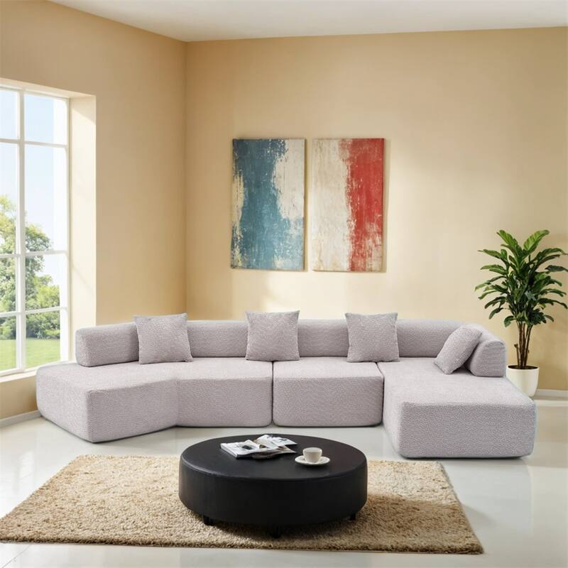 Modern Minimalist 140" L-Shape Couch,Modular Sofa,Couch with Chaise