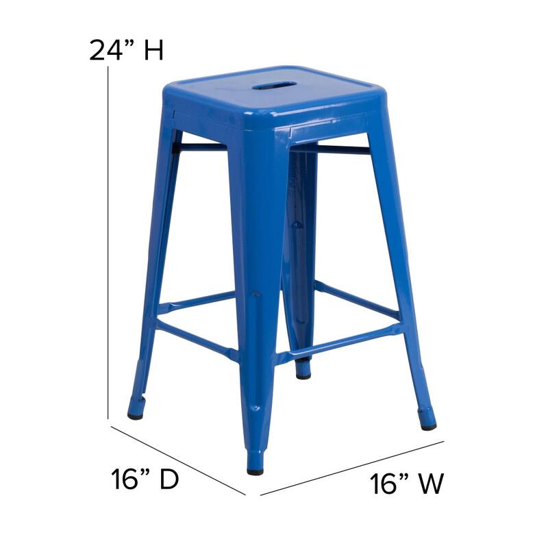 Indoor/Outdoor Backless Counter Stool with Poly Resin Seat