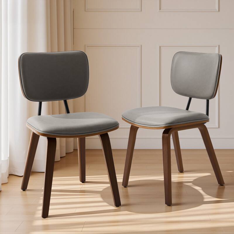 Faux Leather Upholstered Dining Chairs Set of 2/4 with Wood Legs - 32.3"H x 18.5"W x 21.8"D