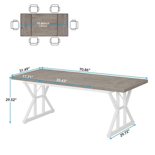 dimension image slide 1 of 9, 70.8-Inch Executive Desk, Large Computer Office Desk Workstation