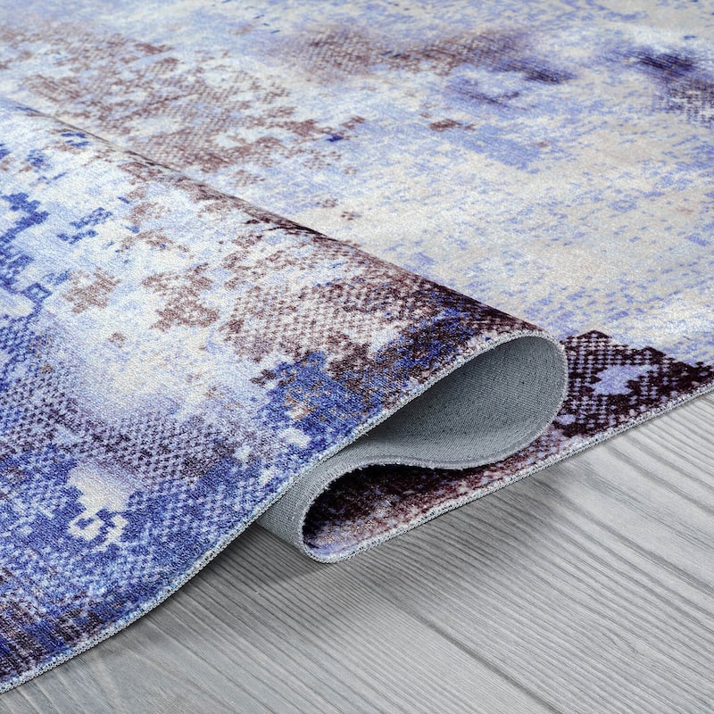 Beverly Rug Queen Abstract Non-Slip Rubber Back Washable Indoor Area Rug
