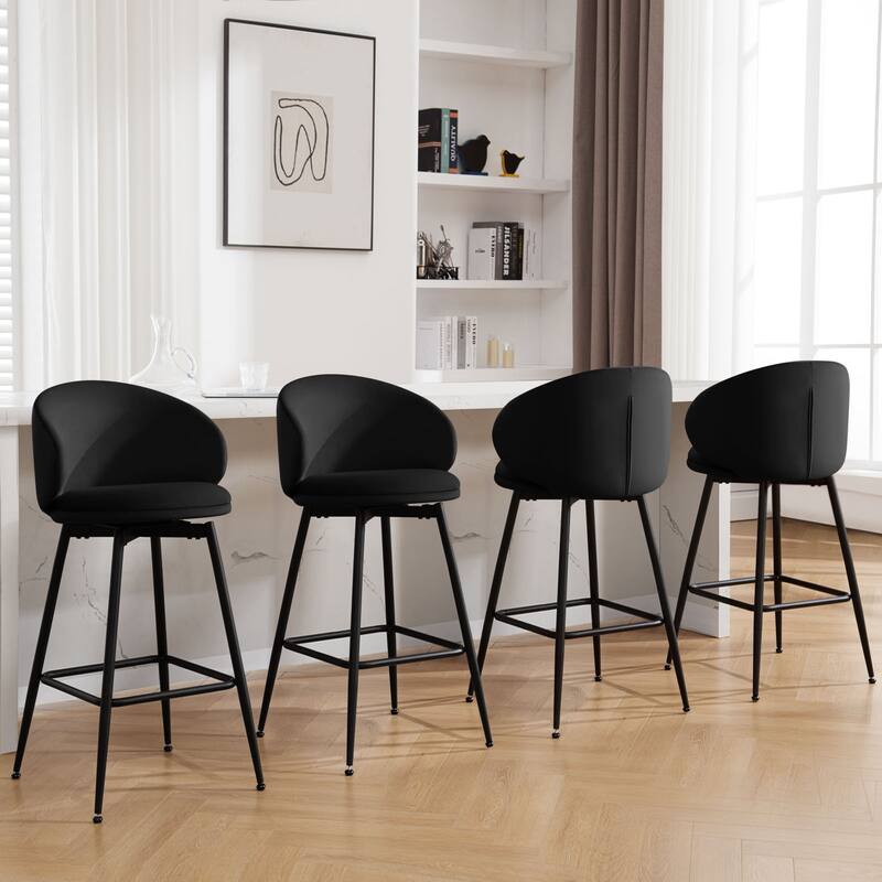 26"/30" Velvet Upholstered Swivel Counter/Bar Stools Set of 2/3