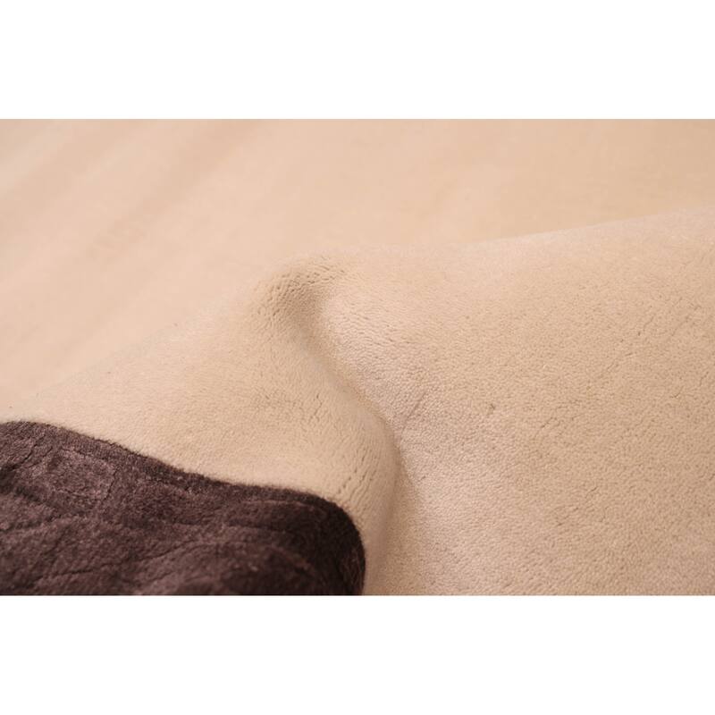 ECARPETGALLERY Hand Loomed Loreto Ivory Viscose, Wool Rug - 5'2 x 7'5