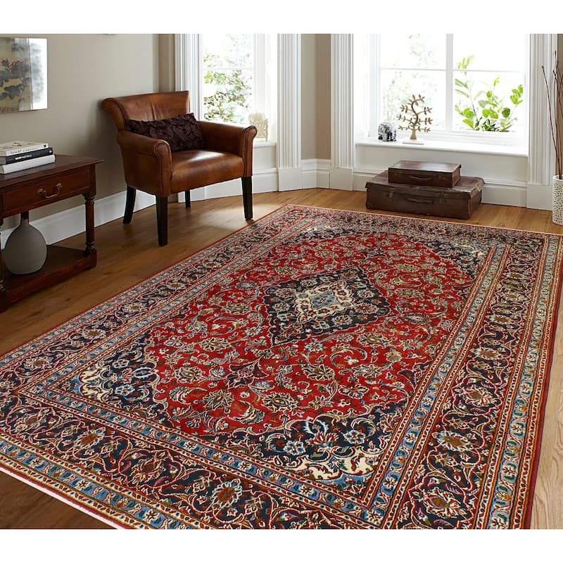 Fine Vintage Distressed Ernie Red/Navy Rug - 6'5" x 9'4"
