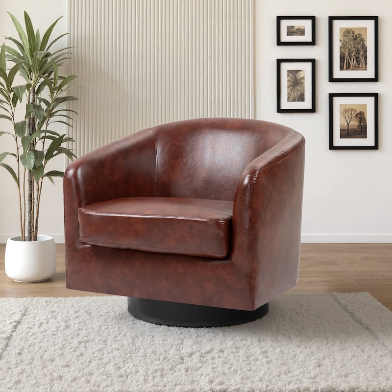 2 Set Modern Wide Round Swivel Accent Barrel Chairs