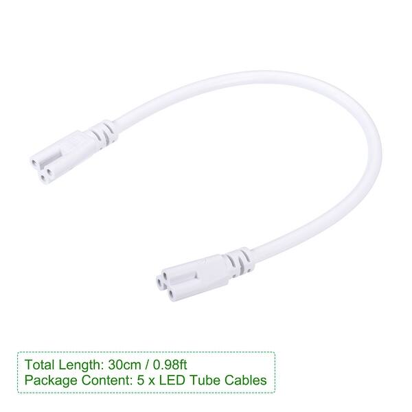 YOKIVE 6 Pcs T5 T8 LED Tube Connecteur Câble, Extensible Cordon Avec Double Fin Connecter éclairage Tubes, Grand Pour LED Intégré Tubes (Blanc, 3.28- Pieds