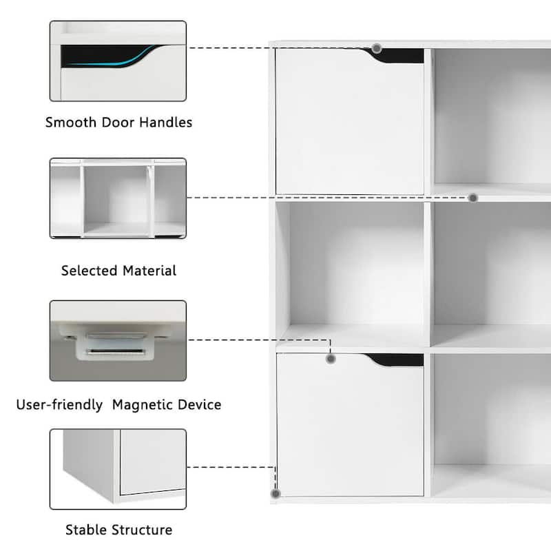 Gymax 9 Cube Bookcase Cabinet Wood Bookcase Storage Shelves Room - See Details