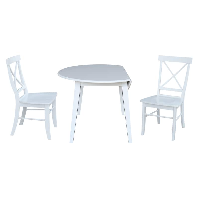 42" Solid Wood Round Dual Drop Leaf Table with Dining Chairs