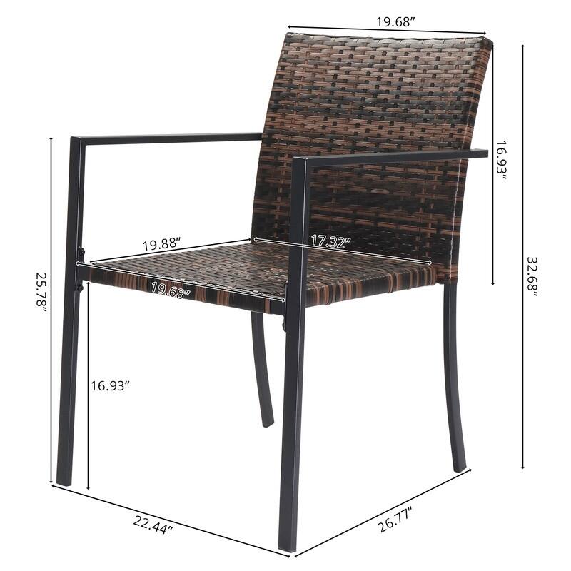 Patio Stackable PE Wicker Dining Chairs(Set of 2)