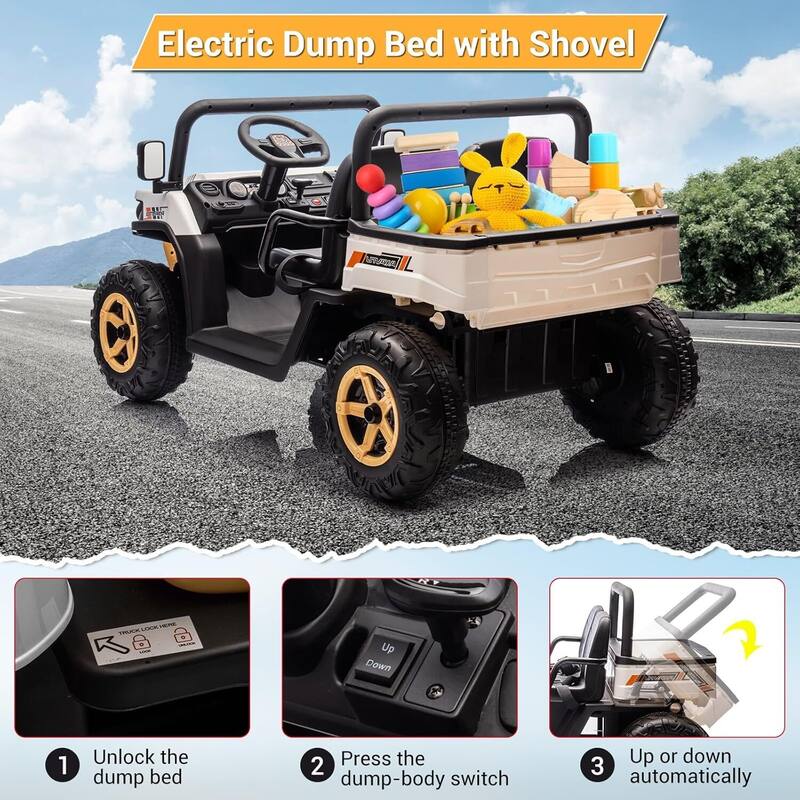 24V 2 Seater Ride On Dump Truck UTV Toy for Kids Best Gifts