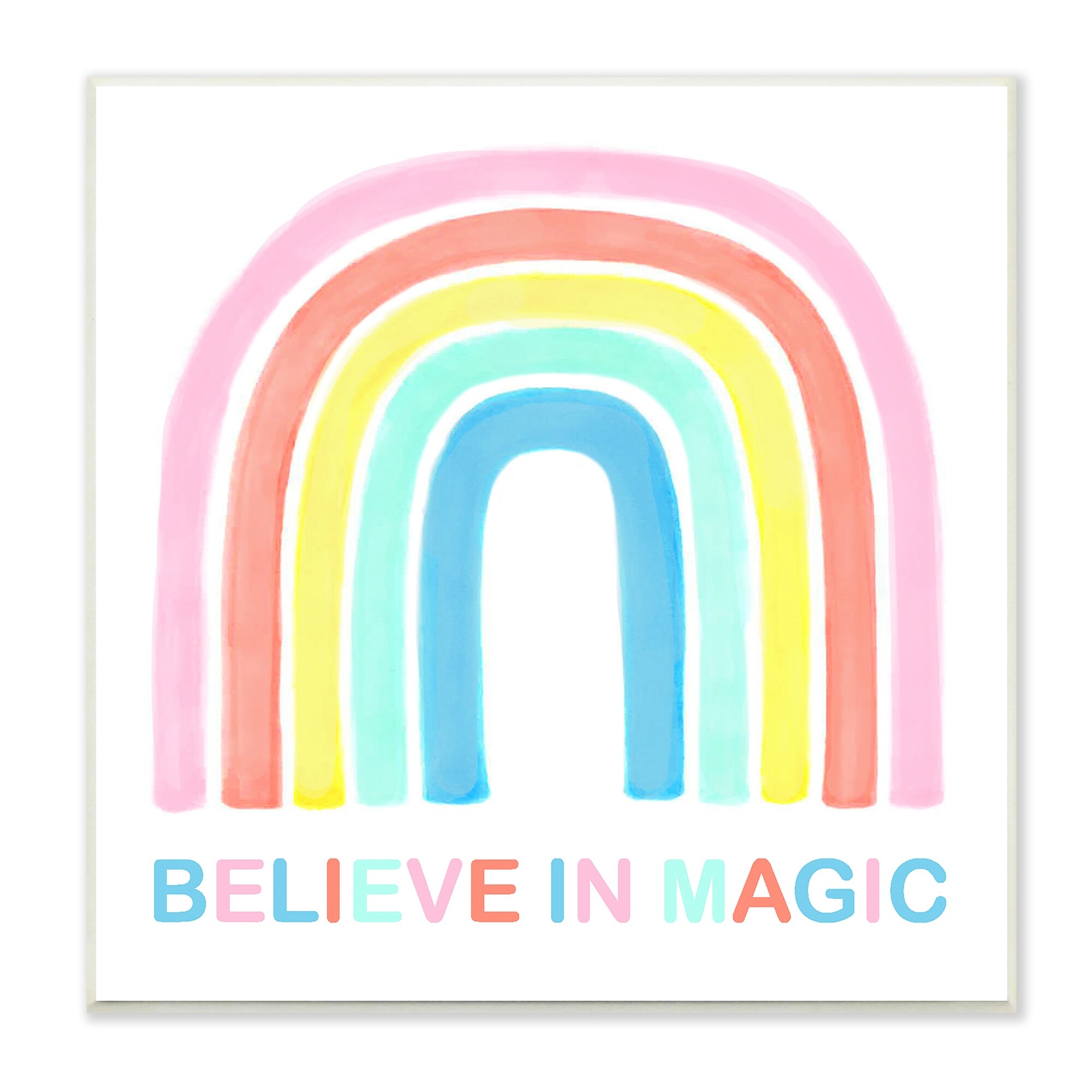 Stupell Industries Believe In Magic Phrase Children's Vibrant Pastel  Rainbow Wood Wall Art, 12 x 12 - Multi-Color - Overstock - 35303101