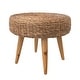 preview thumbnail 1 of 4, Hand-Woven Water Hyacinth and Teakwood Stool Natural